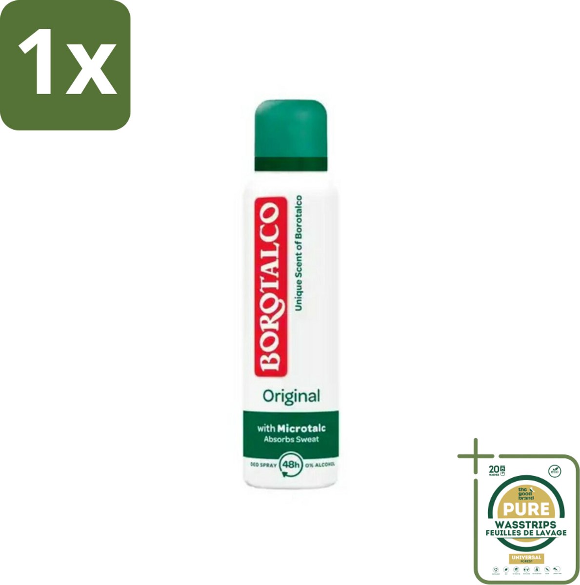 1 x Borotalco Deospray Original 150 ml- Deodorant Spray - Transpiratiegeur - Microtalk - Droge Huid - Geur Borotalco