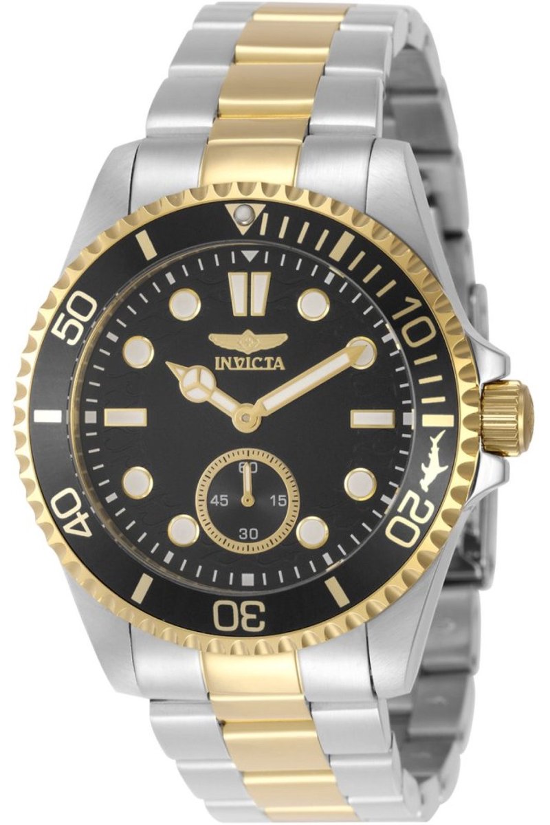 Invicta Pro Diver 49426 Heren Horloge - Waterdicht - Analoog - Quartz Uurwerk - Roestvrij Staal met zwarte Wijzerplaat - 43mm