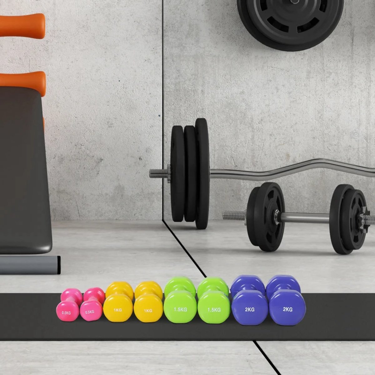 Halterset - 8-delige Set Halters met Koffer - Gewichten - Dumbells set van 4 Paar Halters - Gewichten Fitness - 2 x 0,5 kg, 2 x 1 kg, 2 x 1,5 kg, 2 x 2 kg - Halter set voor Krachttraining, Workout, Gym thumbnail 3