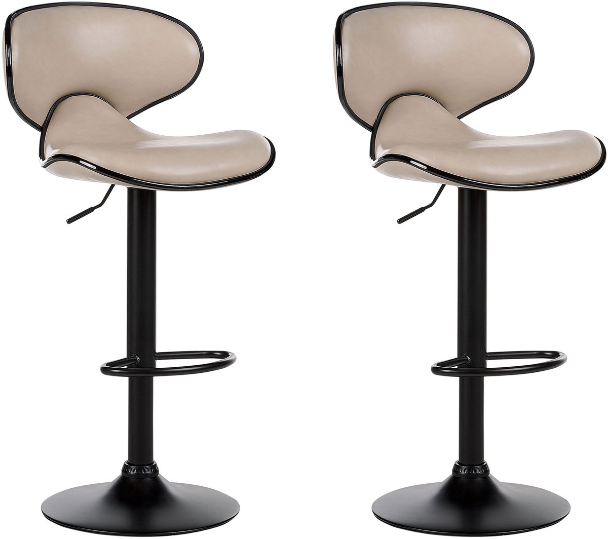 Beliani CONWAY II - Barkruk set van 2 - Lichtbeige - Kunstleer