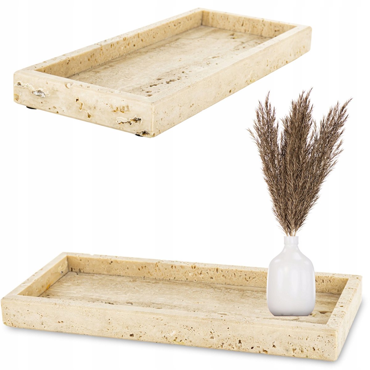 Decoratieve Trawertijn Dienblad - Beige, 3x30x13 cm