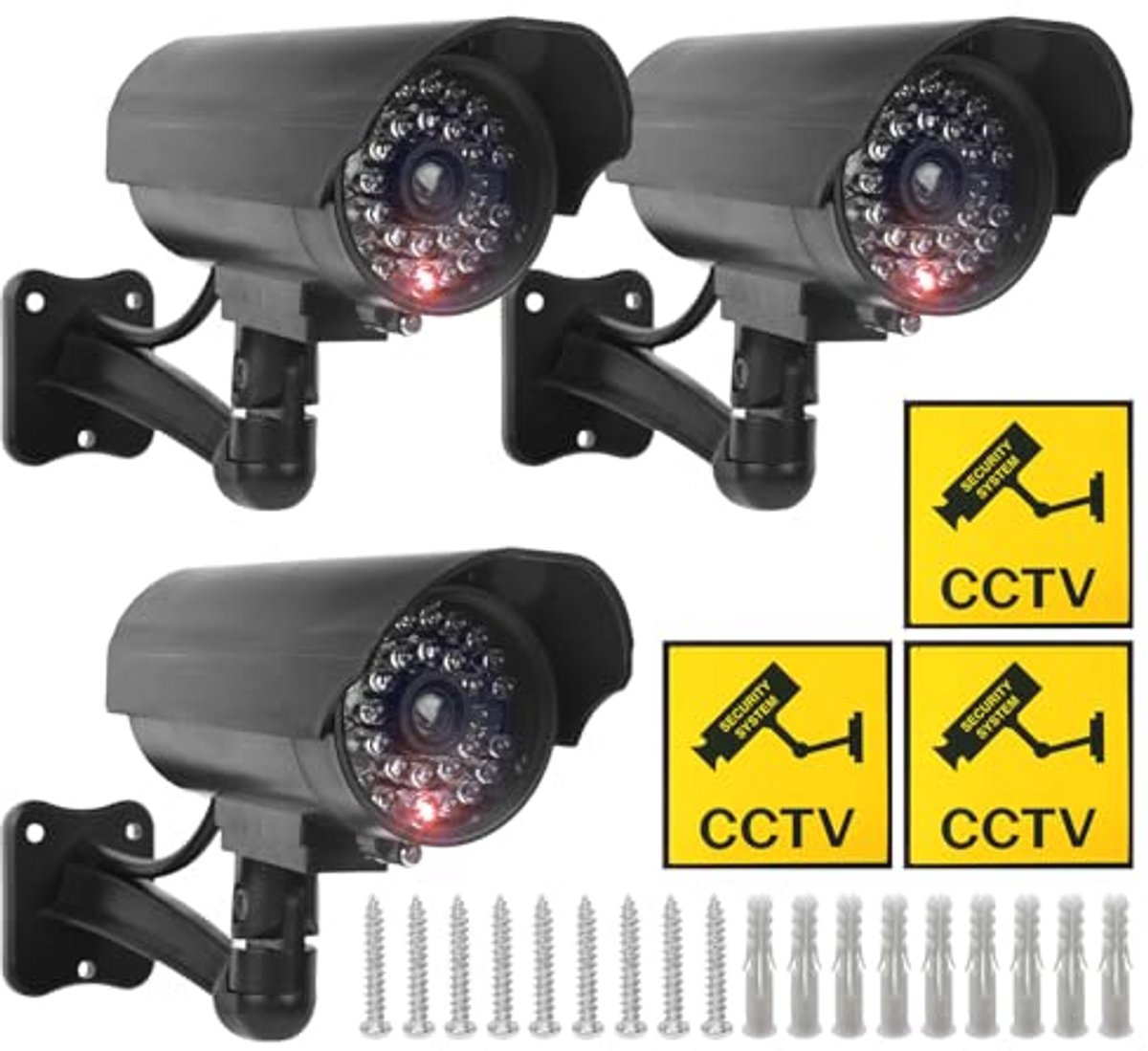 Dummy Bewakingscamera voor Buiten met LED-Licht - Set van 3
