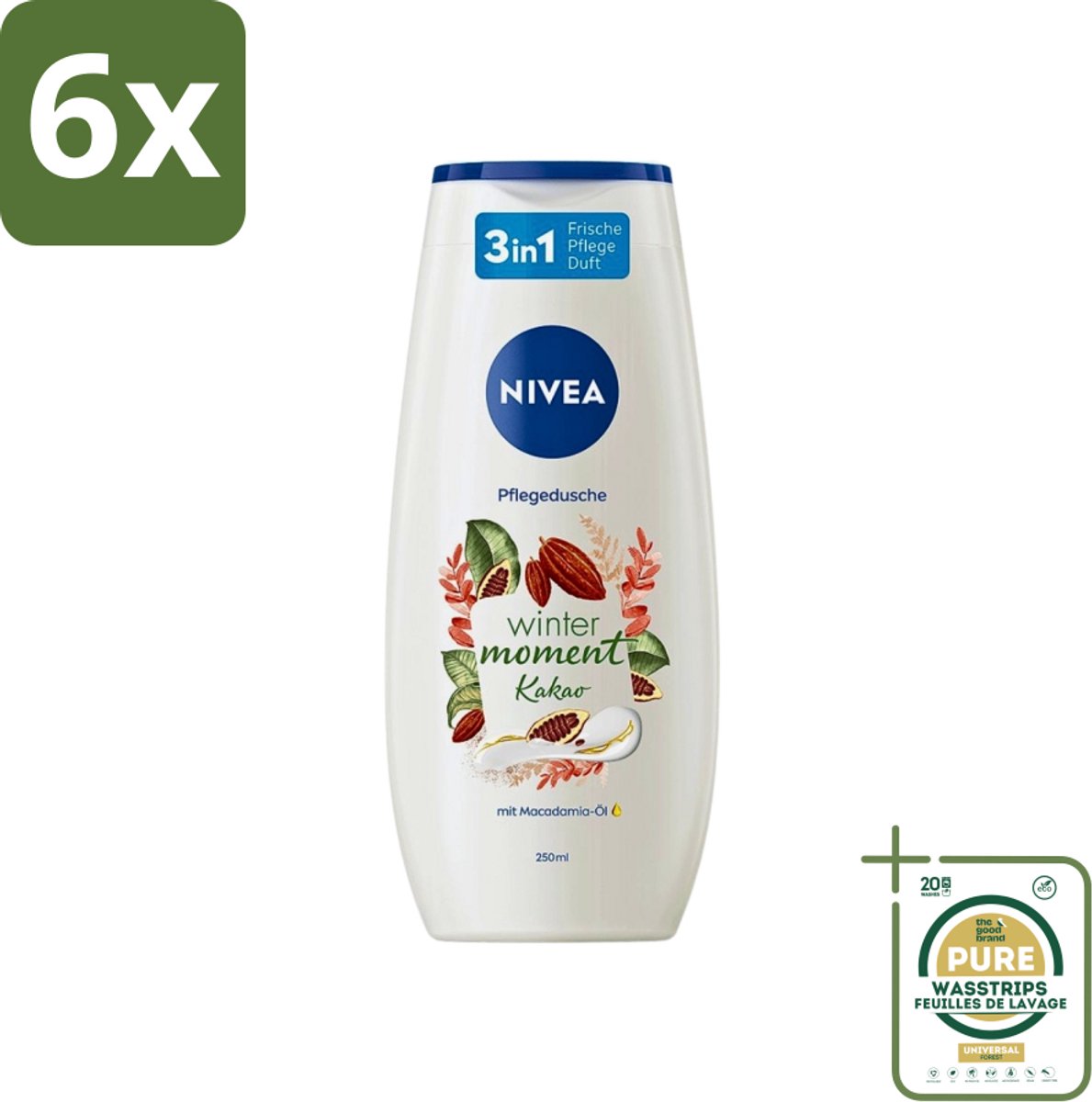 Nivea - Douchegel - Winter Moment Cacao - 250 ml - Voordeelverpakking - 6 stuks - Winter Moment - Cacao