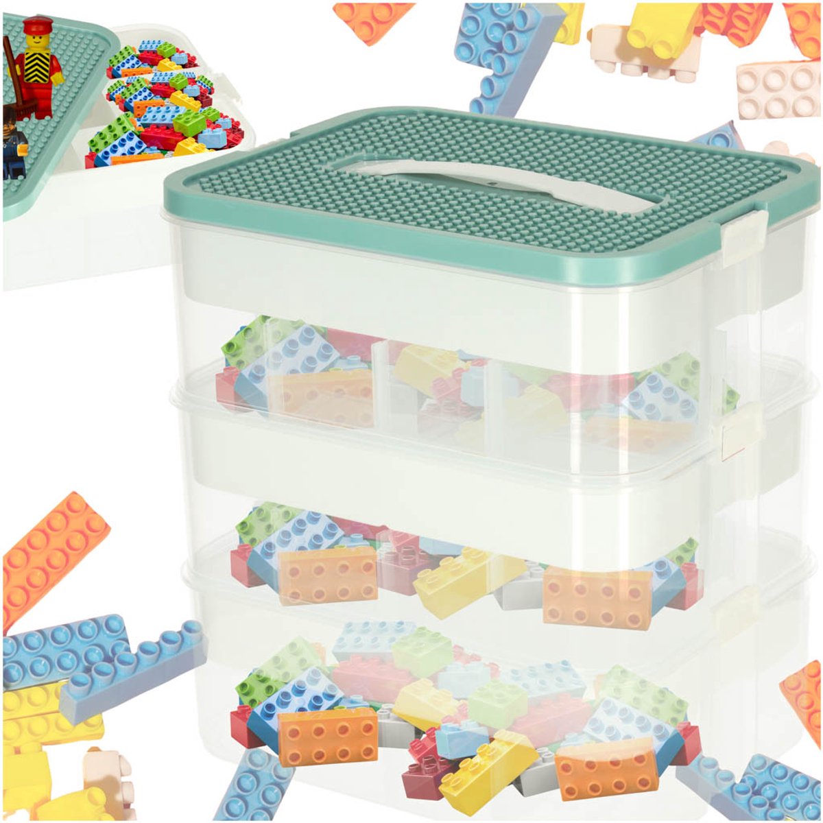 MONOO Drielaags Opbergbox Geschikt voor o.a. Lego – Slimme Organiser