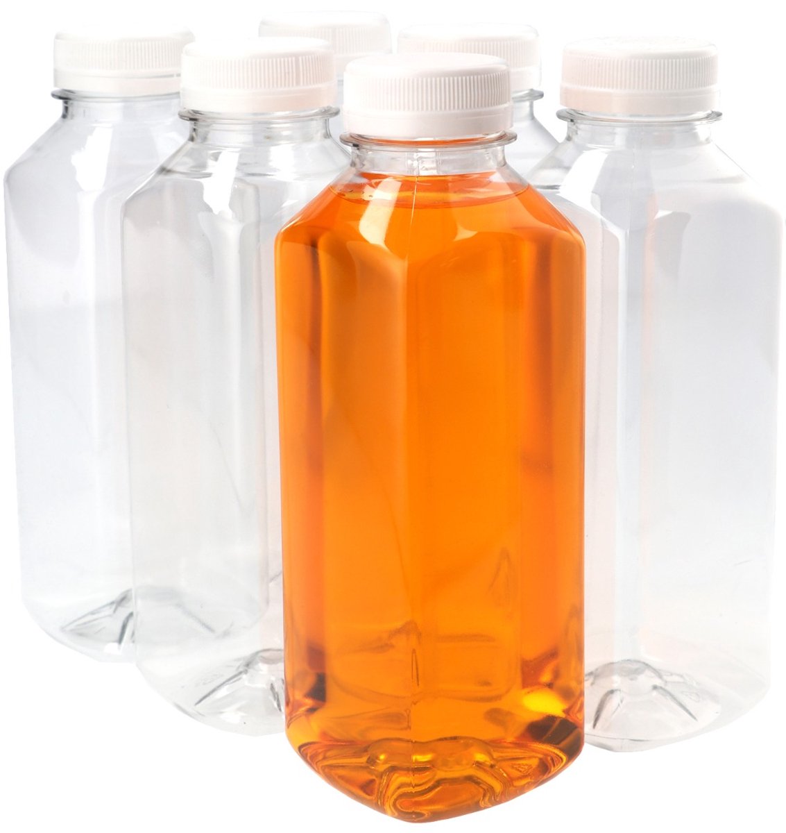 6 x Sapfles Plastic 500 ml - Vierkant - PET Flessen met Dop wit- PET Kunststof BPA-vrij - Plastic Flessen Navulbaar - Met Dop - Lege Flessen - 6 stuks