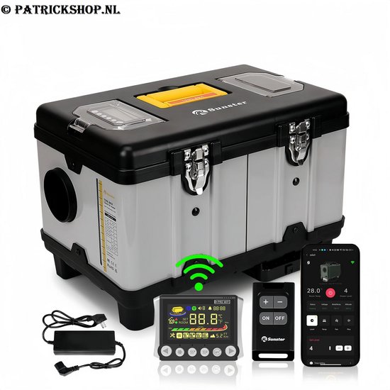 Kachel/Verwarming alles in 1, 8KW 12V/24V/230V Diesel Standkachel Met Afstandsbediening, Bluetooth, Wi-Fi, Upgrade LCD Monitor voor RV, camper, Vrachtwagens, Boten, Auto’s, Toolbox
