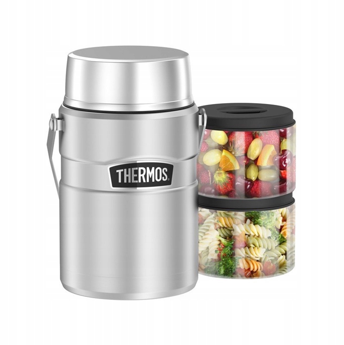 Thermos Stainless King 1390ml - Voedselcontainer met 2 Bakjes