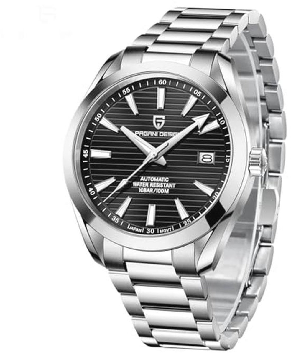 Automatisch Horloge voor Mannen met Saffier Glas en Roestvrij Stalen Band
