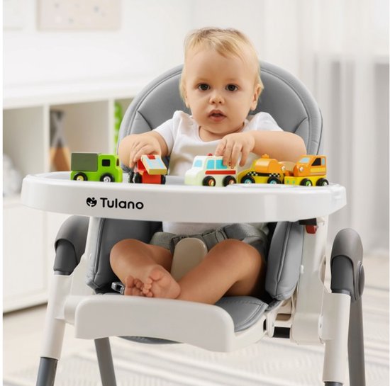 Tulano Morsel 30 Meegroei Kinderstoel - Babystoel met Eetblad - Verstelbare Eetstoel - Grijs van Tulano — afbeelding 5