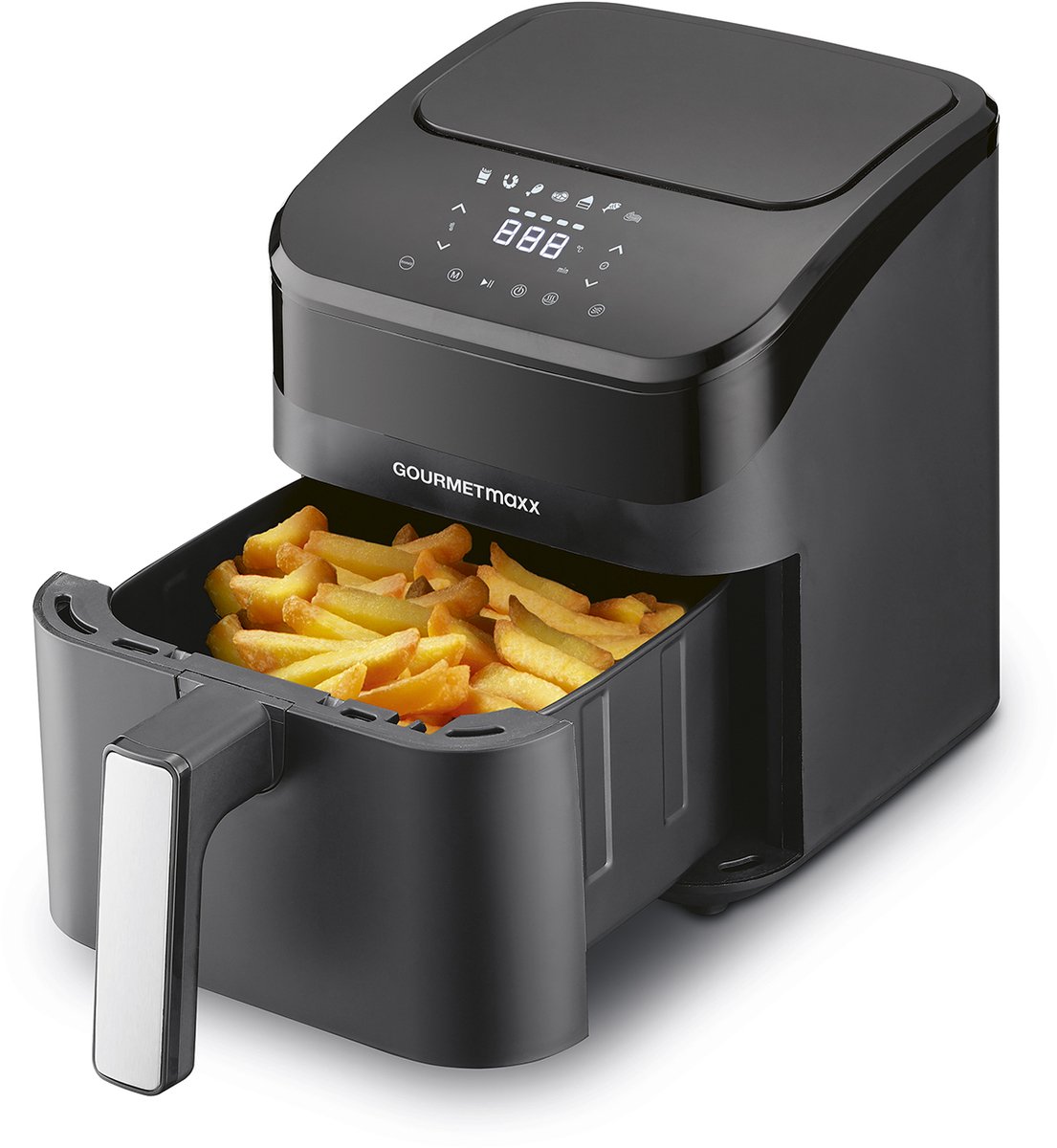 GOURMETmaxx digitale 4L heteluchtfriteuse met touchscreen en timer – energiezuinig frituren met 1400W, multifunctioneel mini-oven