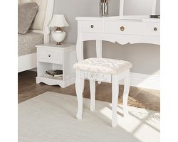 Kruk voor Make-Up Kaptafel Stoel Comfortabele Barokke Stijl Wit