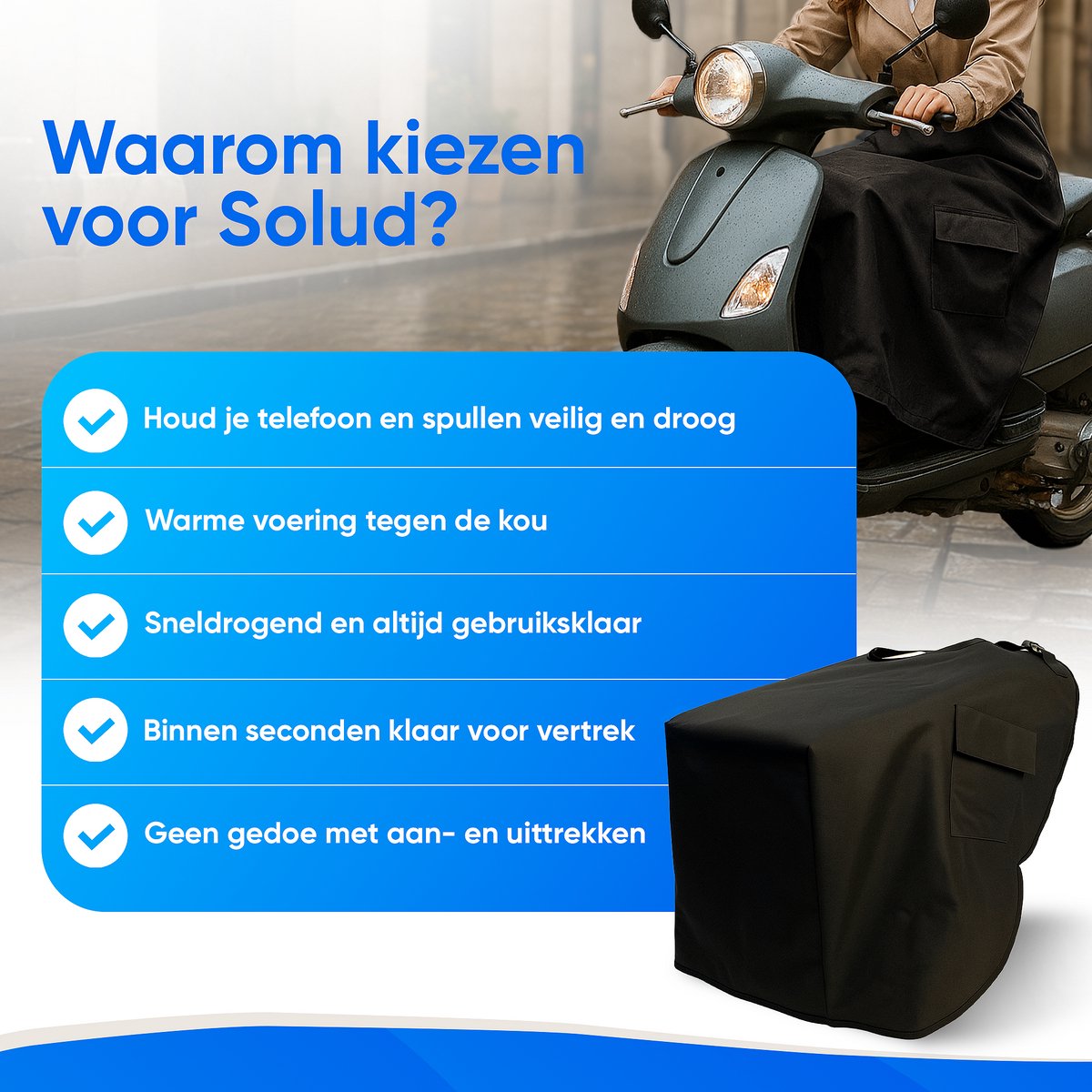 Solud® Scooter Beenkleed - Beenkleed scooter - Universeel Beenkleed - Beenkleden geschikt voor alle scooters - Beenwarmer winddicht- Scootmobiel beenkleed waterdicht - Scooter deken – foto 6