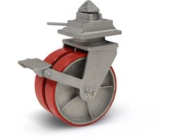 Geremd zeecontainer wiel met topplaat - ISO - 300mm - 4500kg