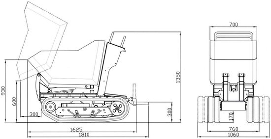 Hydrostatische mini rupsdumper met kipbak 800kg Honda 9pk Torros HRD800H van Torros — afbeelding 5