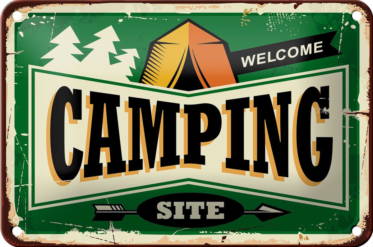 Blechschild Retro 18x12cm Camping welcome