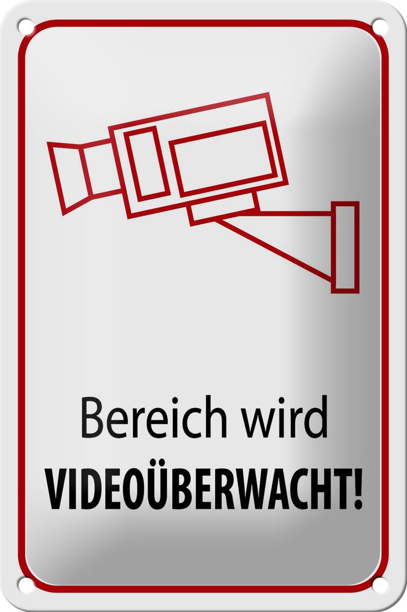 Blechschild Hinweis 12x18cm Bereich wird videoüberwacht