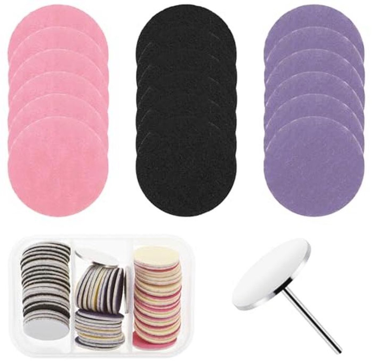Schuurdiscset voor Manicure en Pedicure - Vervangbare Schuurdiscs met Grit 80, 150, 240