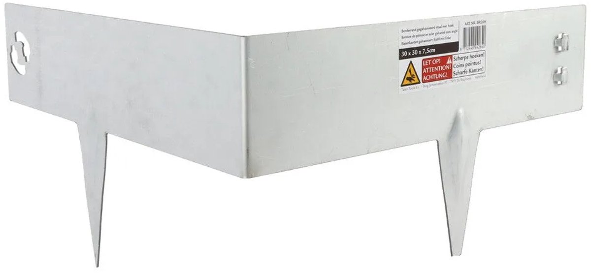 Talen Tools - Hoekborderrand - Verzinkt - Koppelbaar - 30 x 30 x 7.5 cm