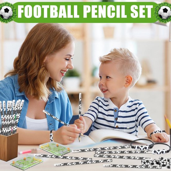 42 Stuks Voetbalcadeautjes Voor Jongens En Meisjes - Voetbalfeestgeschenken Met Potlood, Gummetje En Armband
