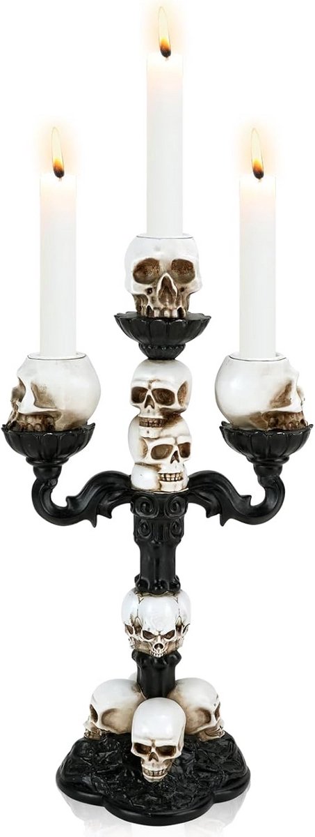 Gothic Kandelaar met Doodshoofd voor Sfeerdecoratie