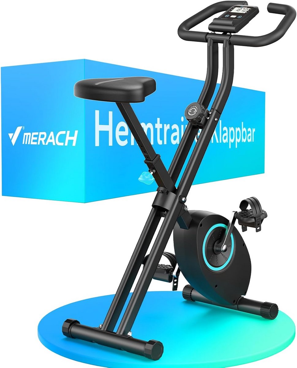 Inklapbare Hometrainer met LCD-monitor en Comfortabel Zitkussen voor Thuis