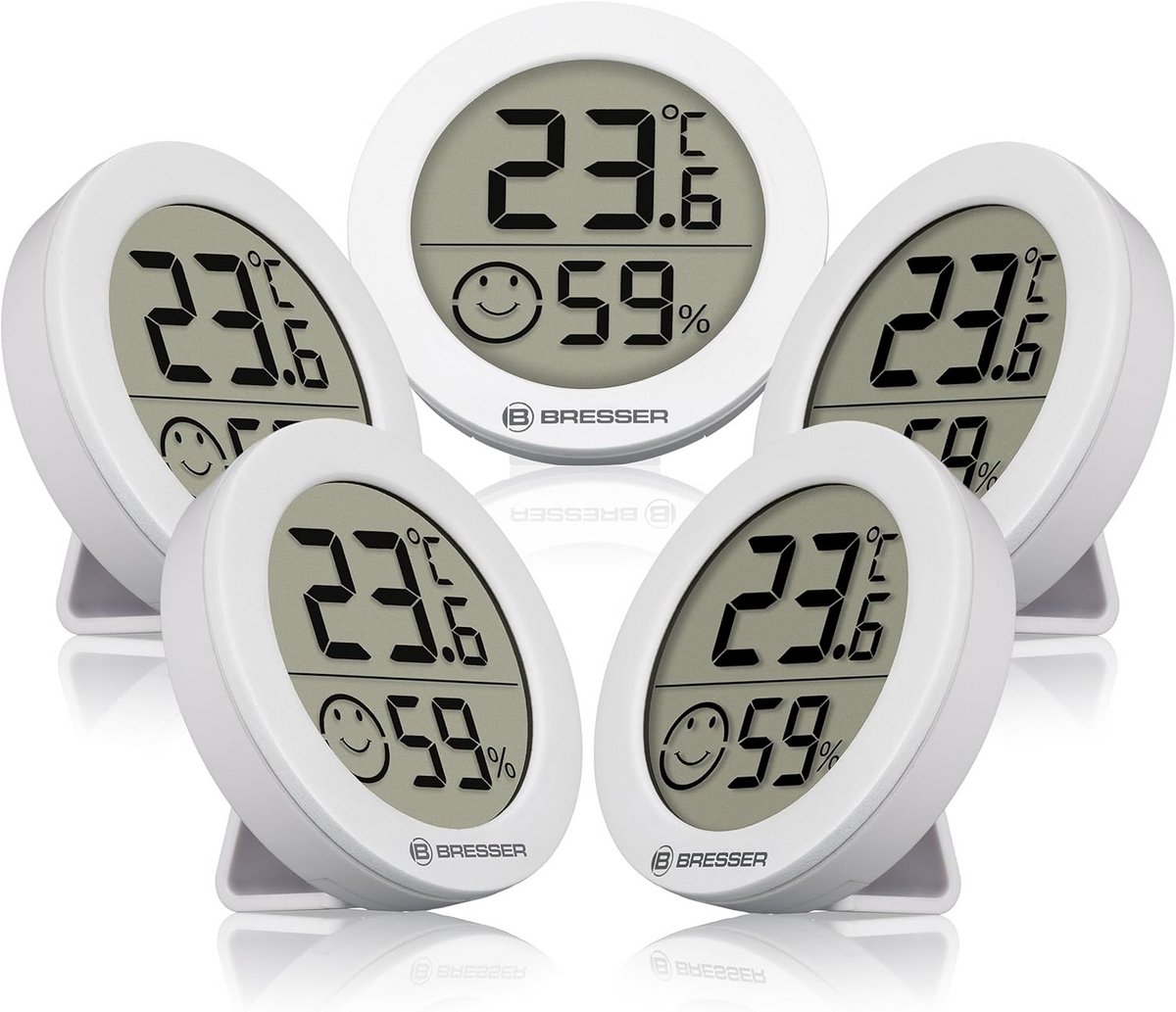 Thermo-/hygrometer Set - 5 delig - Binnenklimaatmeter voor Temperatuur en Luchtvochtigheid