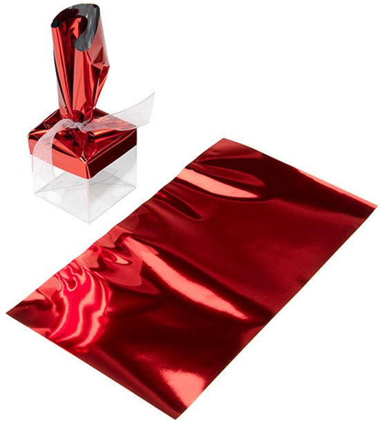 Topper Film Métallisé Rouge 12,7x22,9 cm (25 Pièces)