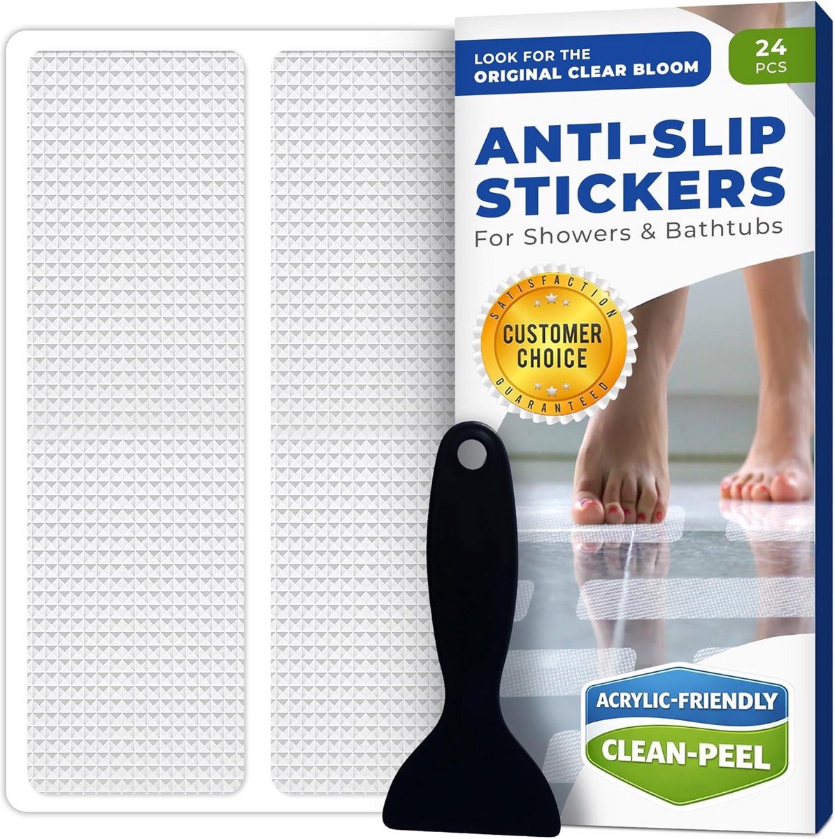 24 Antislip Stickers Badmat Douchebak - Transparante Zelfklevende Veiligheidsstrips