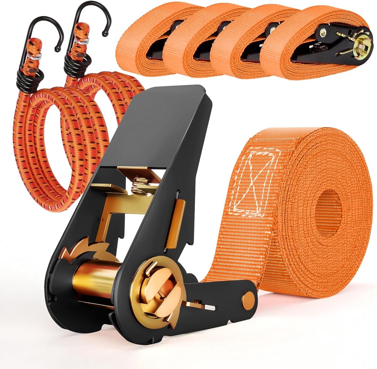 Spanbanden met Ratel en Haken (2 Stuks) - 800 kg Zekeringsbanden voor Auto, Motor en Bagage