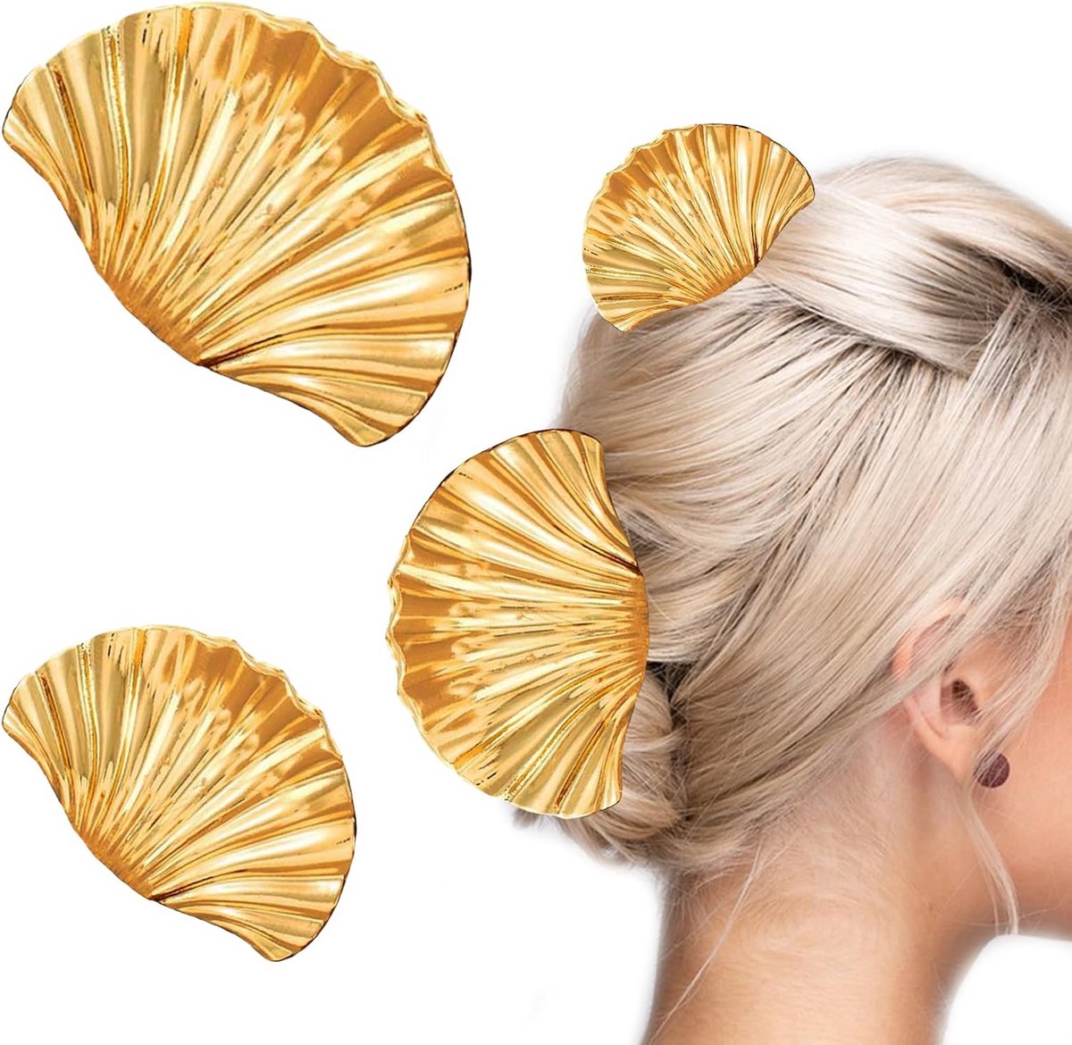 Set van 2 Elegante Haarspeldjes in Schelpen - Vintage Metalen Clip voor Dames
