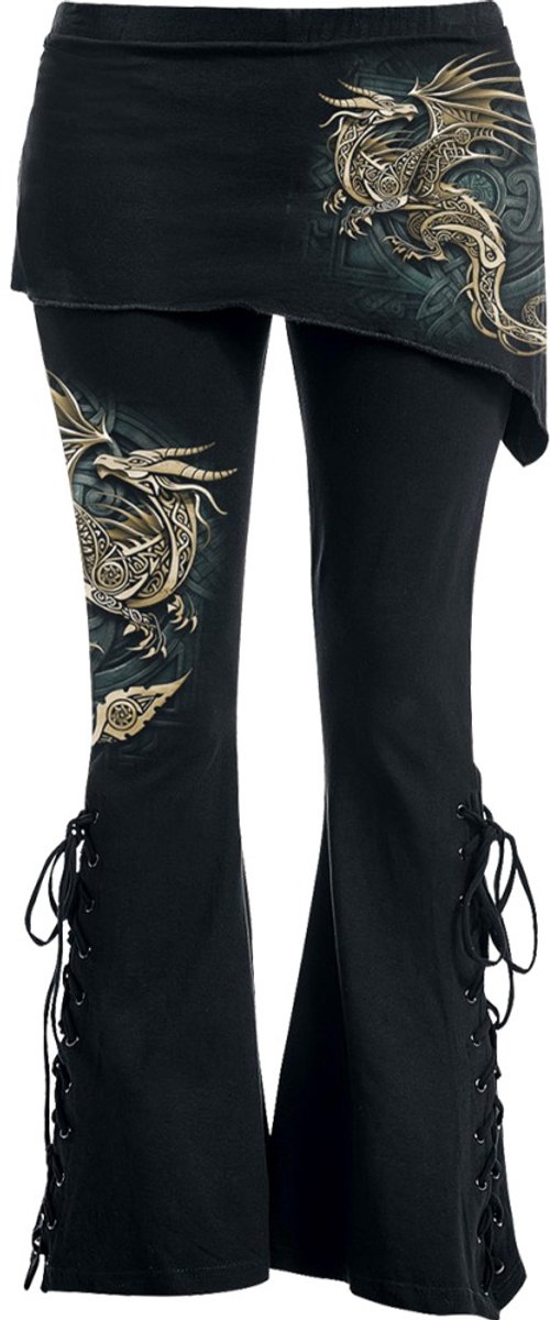 Spiral Celtic Dragon - F 2in1 Boot-Cut Leggings-Skirt Dames Legging - zwart - XXL