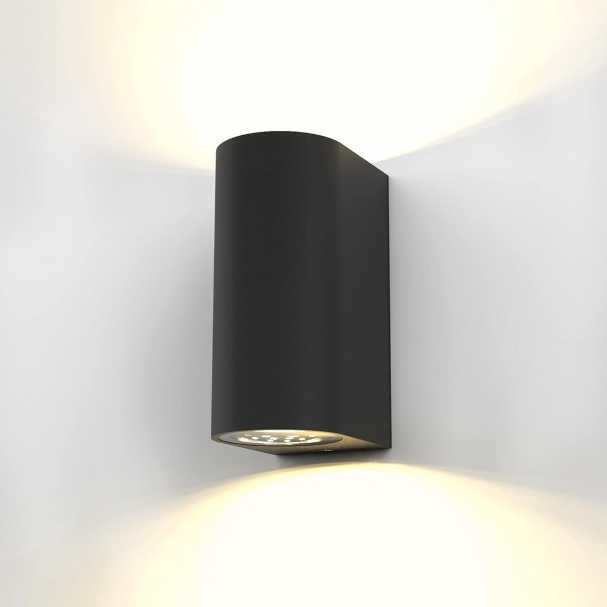 Zwarte Wandlamp IP44 voor Binnen en Buiten met GU10 Fitting en Warm Wit Licht