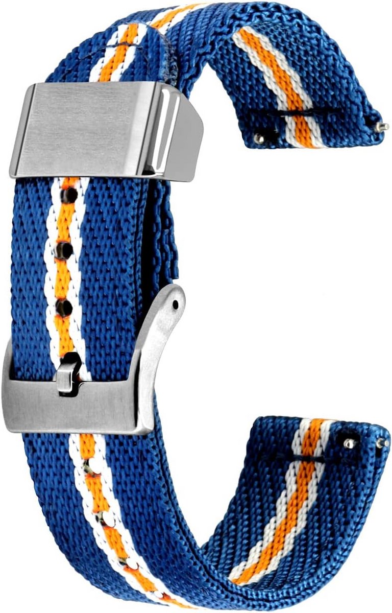 Metalen Horlogeband 18mm tot 24mm met Linnen Weefsel en Snelsluiting