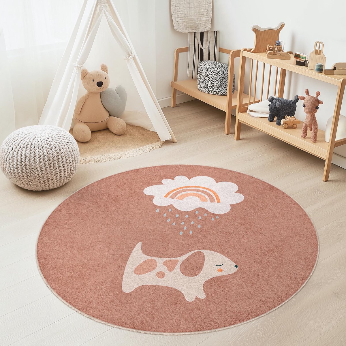 Mila Home - Kindertapijt Rond - Vloerkleed Kinderkamer Tapijt - Speeltapijt - Wasbaar - An