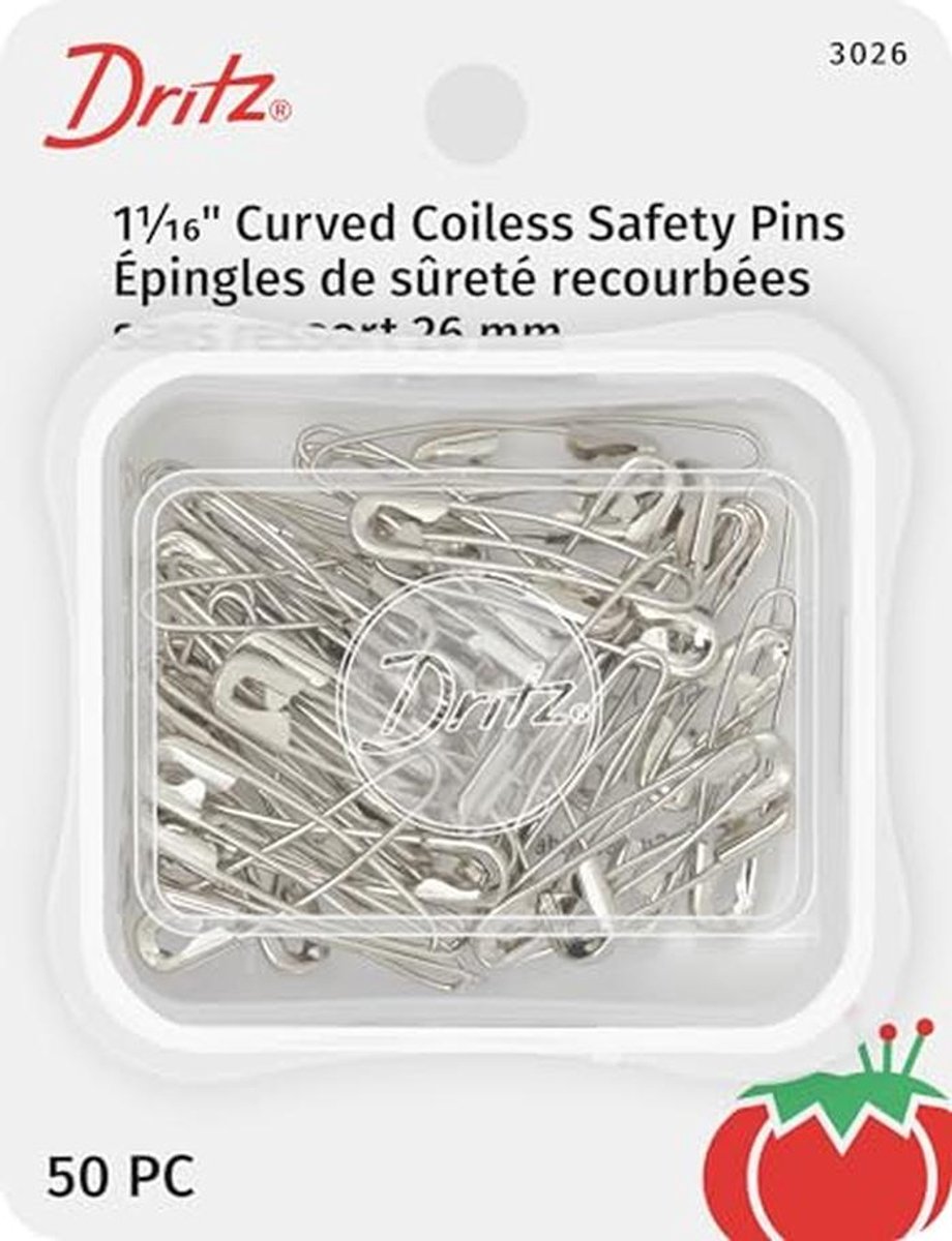 Veiligheidsspelden gebogen pulloos maat 1 - 50 stuks voor quilters