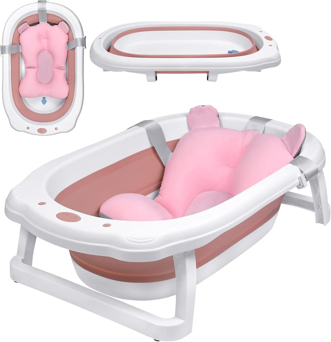 Opvouwbare babybadkuip ergonomisch met afvoer en antislip - ideaal voor pasgeborenen