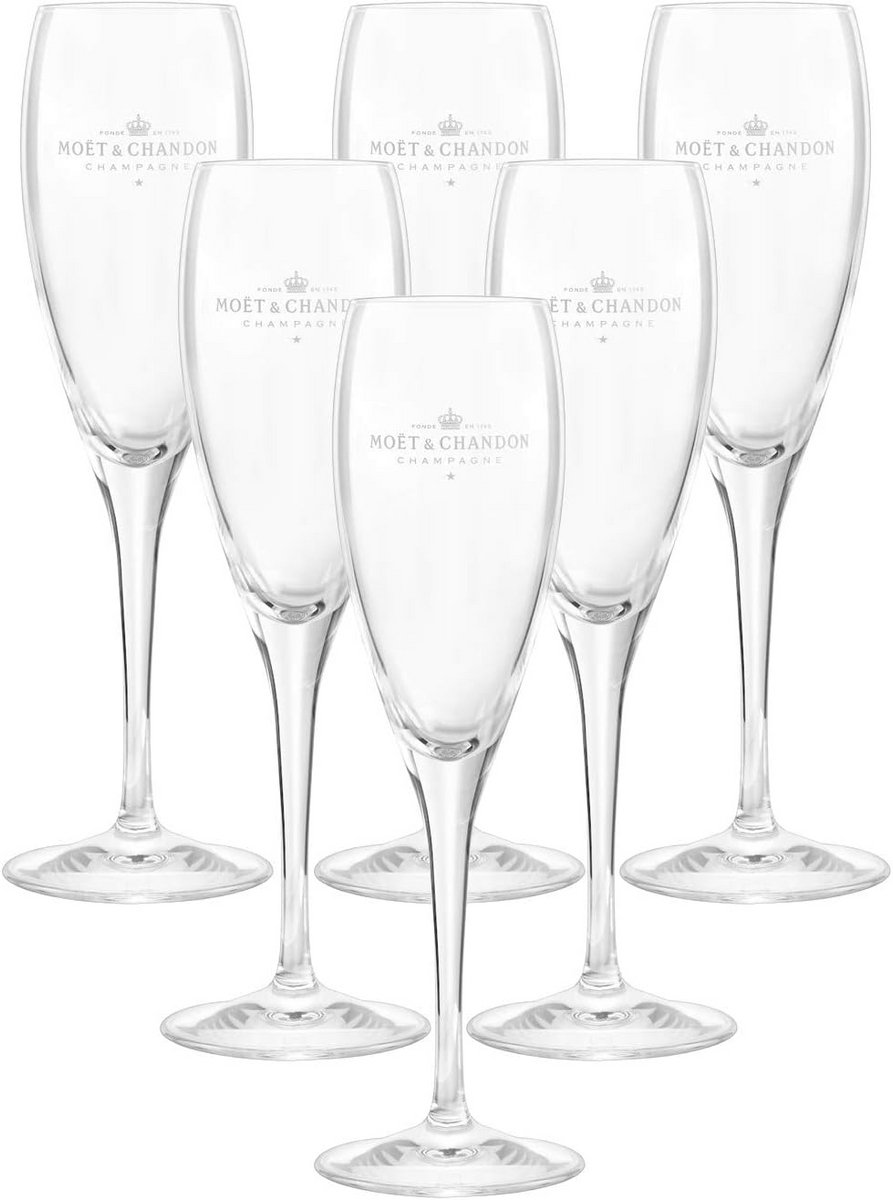 Set van 6 Champagne Glazen Fluiten - 200ml - Hoogwaardig Kristalglas
