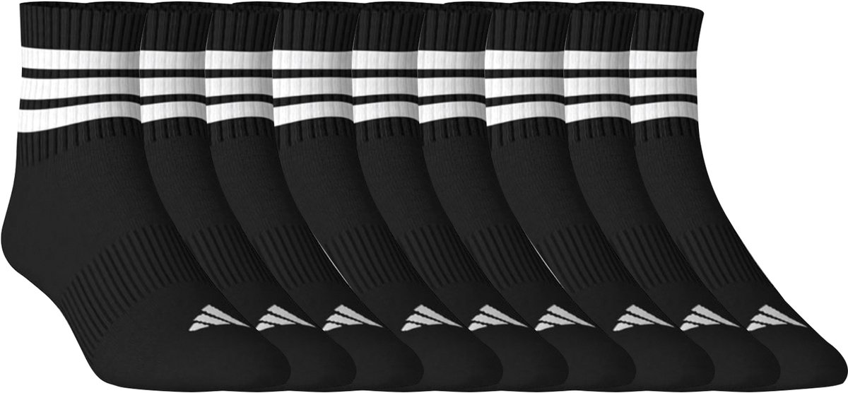 9 paar adidas C Sportswear MID 9p Mid Cut sokken unisex Zwart