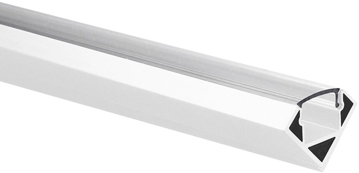 LED strip profiel Tarenta wit hoek 1m incl. transparante afdekkap