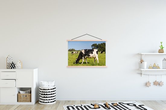 Affiche de l'école des vaches frisonnes paissant dans le champ vert lattes plates vierges 90x60 cm - Tirage photo sur affiche textielposter (décoration murale salon / chambre)