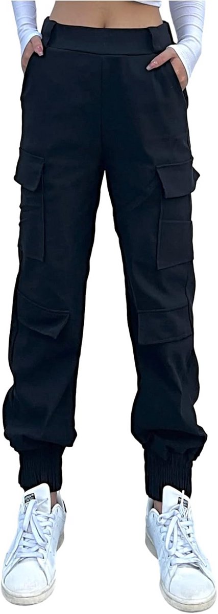 Stretch Cargo Joggingbroek Dames met Hoge Taille en Riem