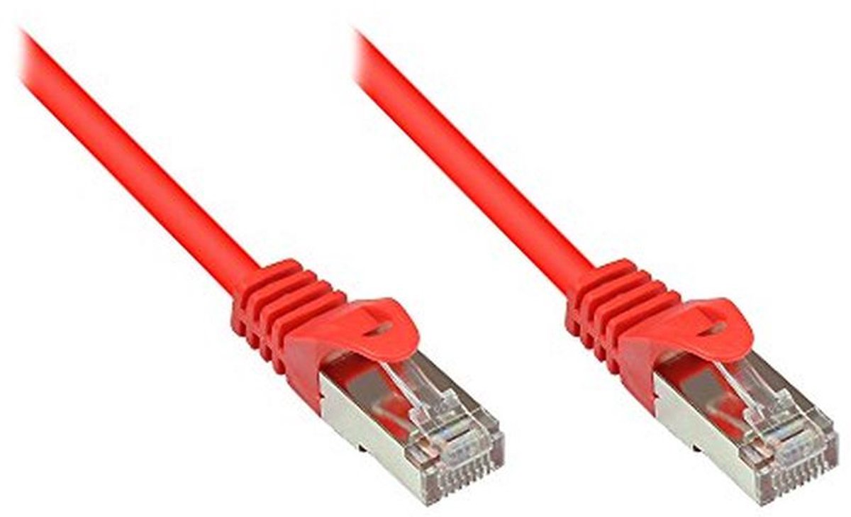 Cat.5e Ethernet LAN patchkabel met vergrendeling - 100MHz, Gigabit geschikt, 0,25 m, rood