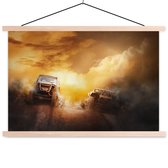 Support pour affiche inclus. Affiche 90x60 cm - Affiche scolaire - Course - Voiture - Boue - Affiche textile - Lattes vierges