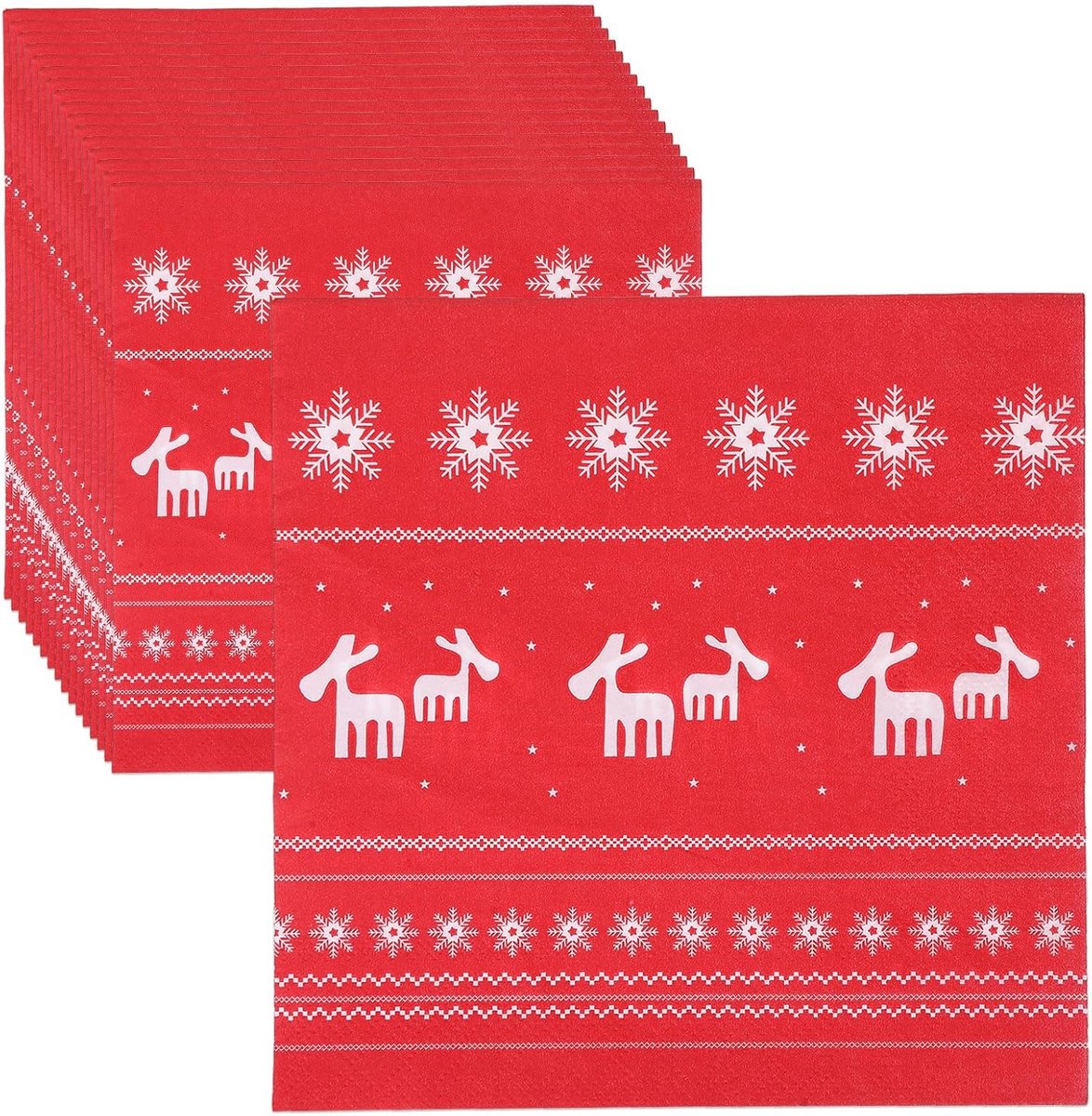 40 stuks Rode Kerstservetten 33x33 cm met Feestelijke Motieven