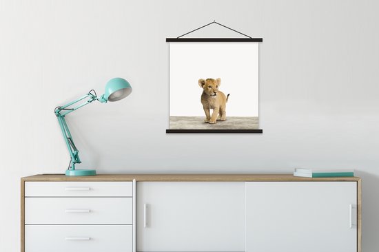 Affiche scolaire - Chambre de bébé - Lion - 60x60 cm - Lattes noires