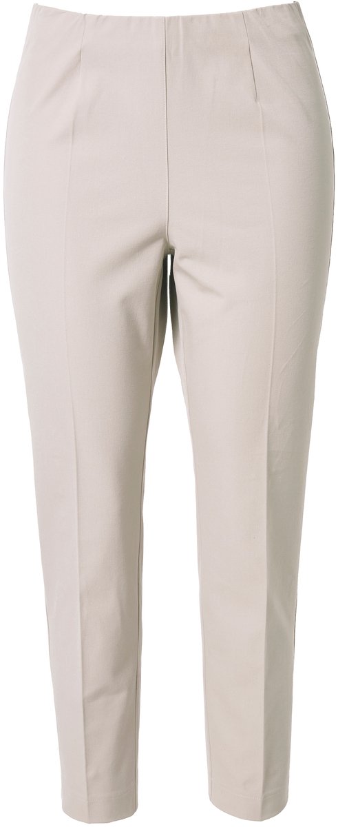 Ulla Popken - Dames - 7/8-broek biezen smalle broekspijpen elastische tailleband - Grijsbeige - Maat 44