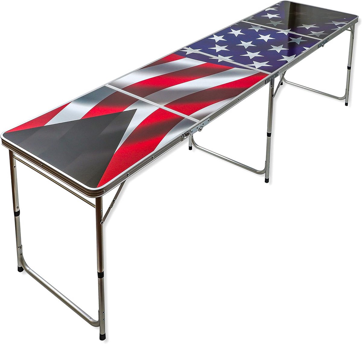 Beer Pong Tafel 8ft Amerikaans Vlag Ontwerp Inclusief Ballen en Flessenopener
