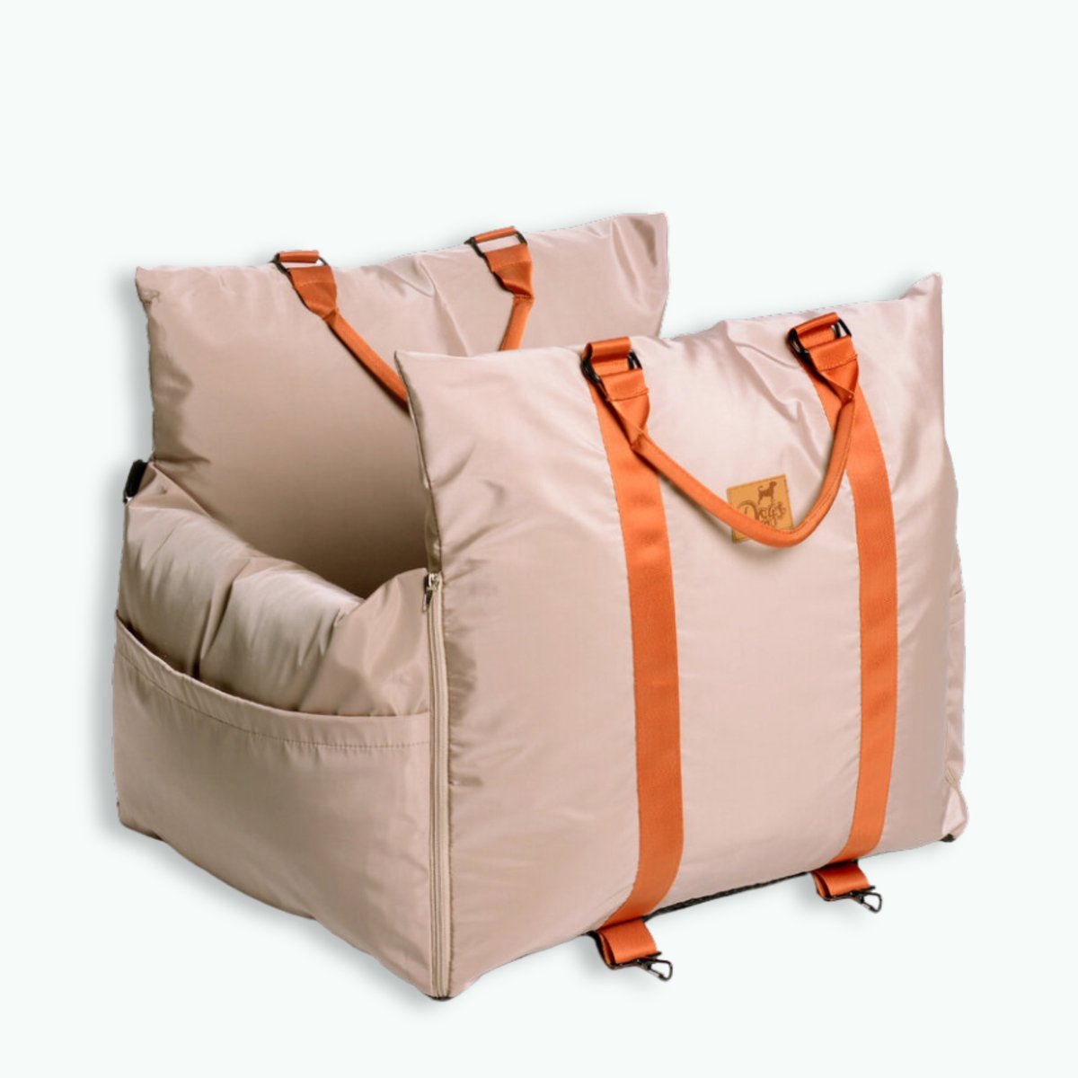Dogs&Co® ROYAL+ Luxe Honden Autostoel Taupe - met Opbergzakjes & hondenriem - Autostoel Hond - Hondenmand - Hondenkussen - Hondenbed - Honden