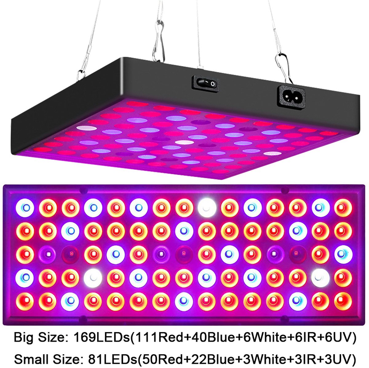 MUPOO LED Groeilamp - Kweeklamp - Full Spectrum - 169 LEDs - 12 Watt - Groei en Bloei - Grow Light - voor Planten - Vruchtvorming