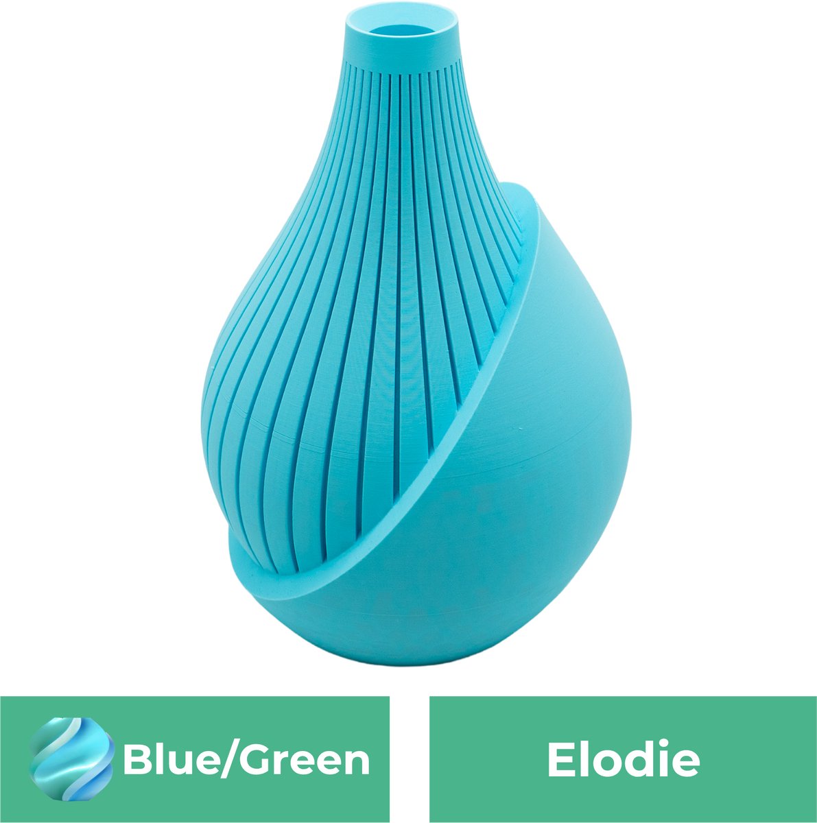 Lovora Elodie moderne vaas – Decoratieve vaas - Blauw / Groen - 3d geprinte vaas – geschikt voor droogbloemen - 30CM